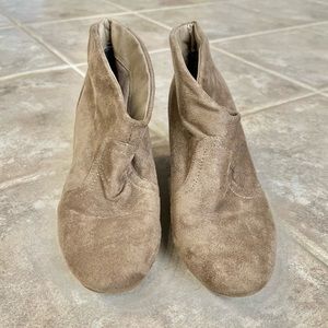 Charlotte Russe Beige Ankle Boot Faux Suede